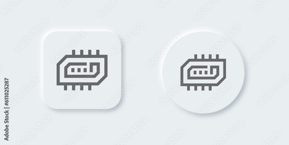 Aufkleber ram line icon in neomorphic design style. random access memory signs vector illustration.