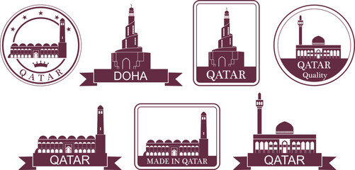 Qatar set. Isolated Qatar on white background