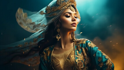 A girl in oriental  Queen or Princess fantasy Artistic Photo, generative AI tools 

 