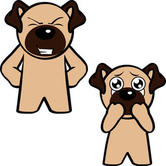 pug dog character cartoon standing expressions pack collection in vector format