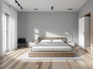 Fototapeta na wymiar The interior of a bright bedroom. Generative by AI