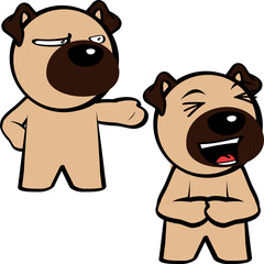 pug dog character cartoon standing expressions pack collection in vector format