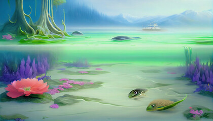 Generative AI tropical fish in the water