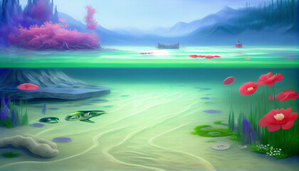 Generative AI landscape with flowers