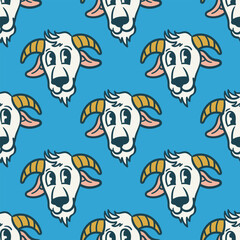 Basic RGBcute goat character cartoon seamless