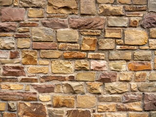 House Wall Made of Irregular Old Bricks in a German City