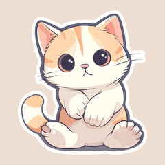 Vector So cute cat with big eyes Isolated sticker illustration Childish design print on t-shirt and etc funny happy kitten