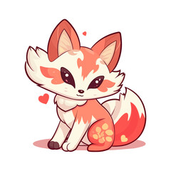 Vector illustration kawaii cartoon little cute fox character kitsune. Design for baby t-shirt, fashion print, cards, design element for children's clothes etc.