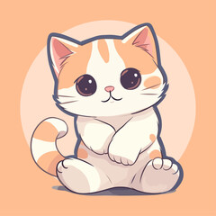 Vector So cute cat with big eyes Isolated sticker illustration Childish design print on t-shirt and etc funny happy kitten