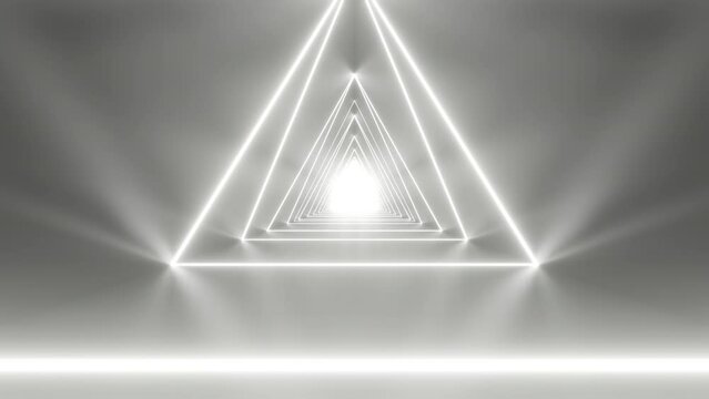 Futuristic tunnel in galaxy from dots and lines in triangles from rainbow color, motion abstract cyberpunk, futuristic and corporate style background with information and light. 3d animation of 4K