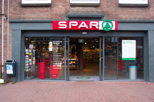 Arnhem, Netherlands - November 17,2019: Entrance of Spar store in Arnhem, Spar is a dutch supermarket