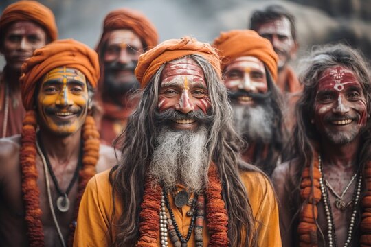 An Indian sadhu, immersed in deep meditation, sits motionless, embodying spiritual devotion, renunciation, and detachment from worldly desires. Generative AI