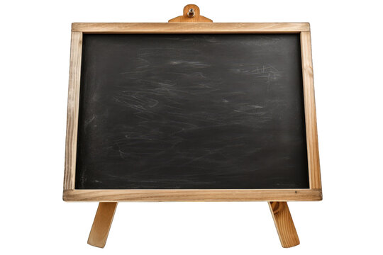 Blackboard on easel isolated on transparent background, Chalkboard on wooden easel, Generative AI