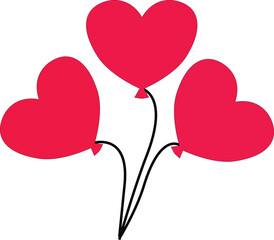 heart baloons icon. Balloon for valentine day sing. birthday party symbol. flat style.