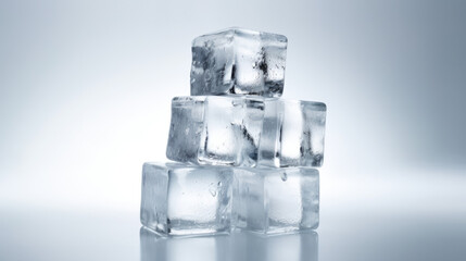 Clean Stack of Ice Cubes in Isolated Light Background. With Licensed Generative AI Technology Assistance.