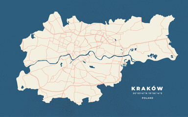 Krakow map vector poster flyer