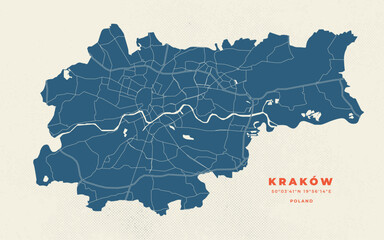 Krakow map vector poster flyer