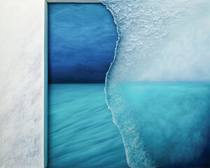 Abstract watercolor blue marine ocean for textures. Fresh, cheerful and relaxing summer concept. Positive and healthy tones to background or wallpaper. Generative Ai