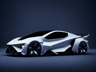 Naklejka premium A novel white car design. Futuristic smart car technology. Generate Ai