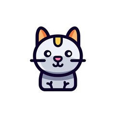 Obraz premium Portrait of Chartreux cat cute animal icon. Line style character avatar. Generative AI