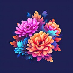 Elegant Chrysanthemum blooming flower. Greeting card floral design with beautiful flower. Generative AI