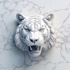 Portrait of Tiger animal in marble sculpture style. Ancient statue of animal. Generative AI