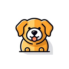 Portrait of Golden Retriever cute animal icon. Line style character avatar. Generative AI