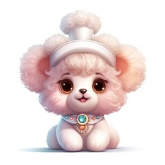 Obraz premium Portrait of Poodle cartoon animal. Cute style character avatar. Generative AI