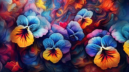 Obraz na płótnie Canvas Pansy flowers in floral spring background. Generative AI