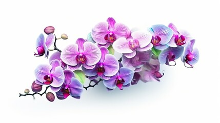 Orchid flowers isolated on white background. Beautiful blooming plants. Generative AI