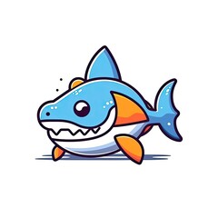 Portrait of Shark cute animal icon. Line style character avatar. Generative AI