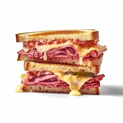 Reuben sandwich dish isolated on white background. Generative AI