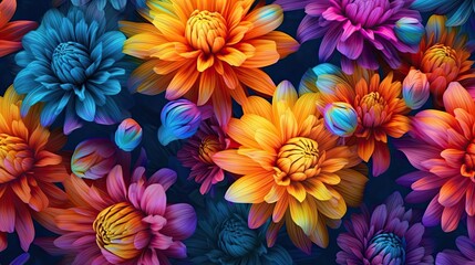 Obraz premium Chrysanthemum flowers in floral spring background. Generative AI