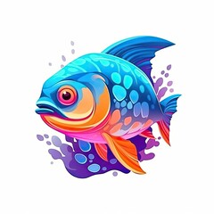 Salmon fish cute character illustration. Generative AI