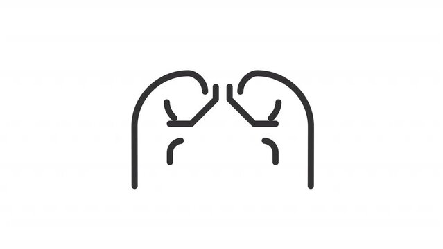 Animated respiratory linear icon. Doctor practice. Breathing organ. Medical support. Looped HD video with alpha channel transparency. Thin line motion graphics. Contour symbol animation