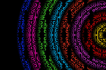 Limited edition luxurious design colourful rainbow flowers line art pattern of indonesian culture traditional  batik ethnic dayak for background wallpaper textile or fashion