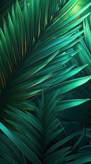 Striped of palm leaf, abstract green texture background. Generative AI