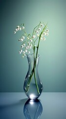 Lily of the Valley flower in elegant vase. Minimalism design with beautiful flower. Generative AI