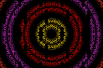 Limited edition luxurious design colourful rainbow flowers line art pattern of indonesian culture traditional  batik ethnic dayak for background wallpaper textile or fashion