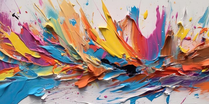 AI Generated. AI Generative. Vintage colors retro splash boom ink paint draw on canvas. Vibrant color sunburst. Graphic Art