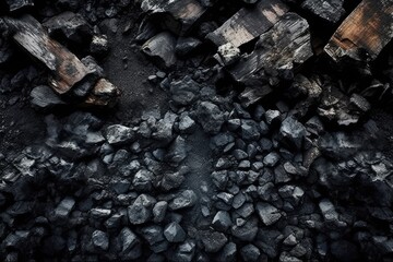 Coal mineral black. Coal pattern. Generative AI