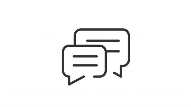 Animated get feedback linear icon. Message bubbles. Management system. Customer satisfaction. Looped HD video with alpha channel transparency. Thin line motion graphics. Contour symbol animation