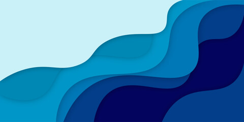 Horizontal banners paper cut waves abstract background.