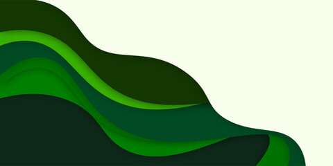Horizontal banners paper cut waves abstract background.