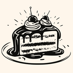 Cake vector for logo, drawing elegant modern style Illustration
