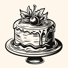 Cake vector for logo, drawing elegant modern style Illustration