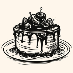 Cake vector for logo, drawing elegant modern style Illustration