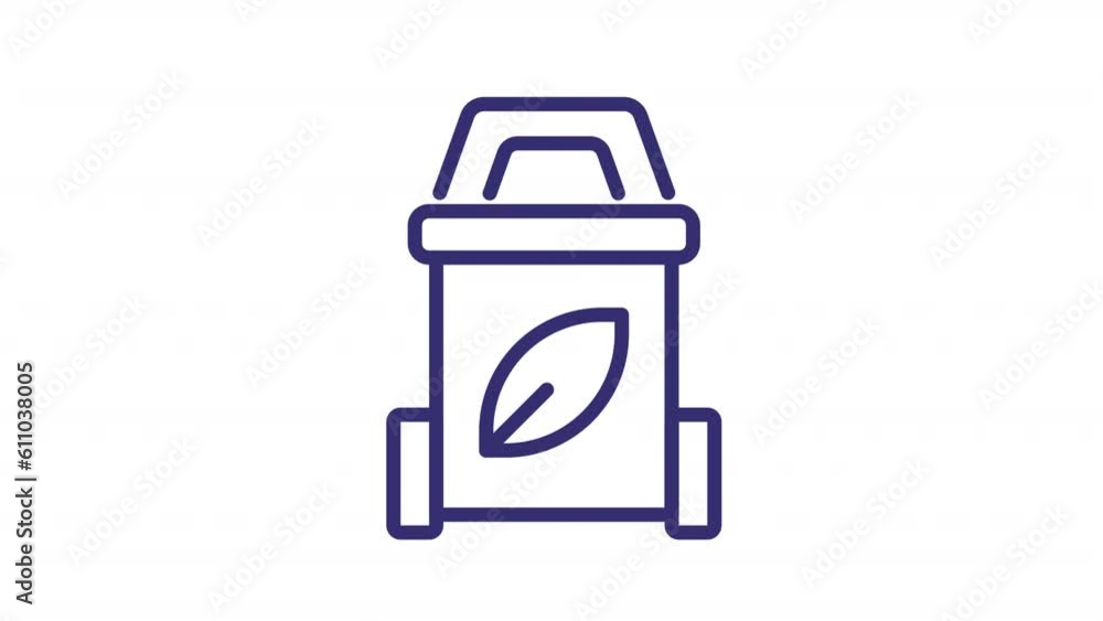 Poster animated waste sorting linear icon. recycling process. environmental protection. save ecology. loope