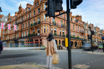 London, Mayfair- Mount Street in Mayfair, a landmark street of luxury shops, hotels and restaurants 