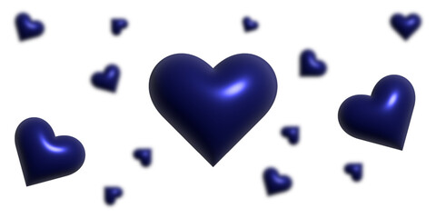 Metallic Blue 3D Heart Shapes